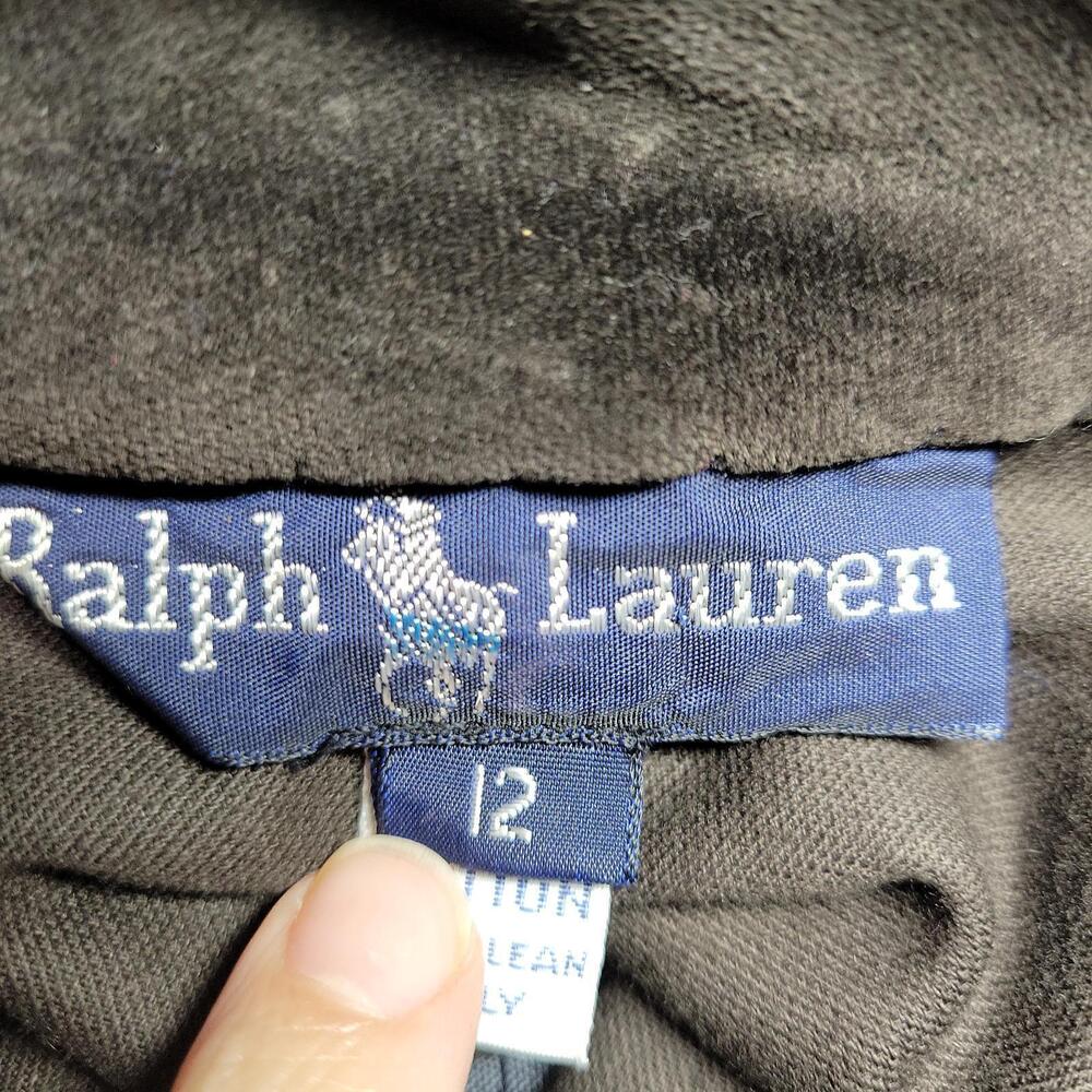 Ralph Lauren Vintage Dress 12 Brown Velvet High Neck Puff Sleeve Victorian Maxi - Picture 8 of 9